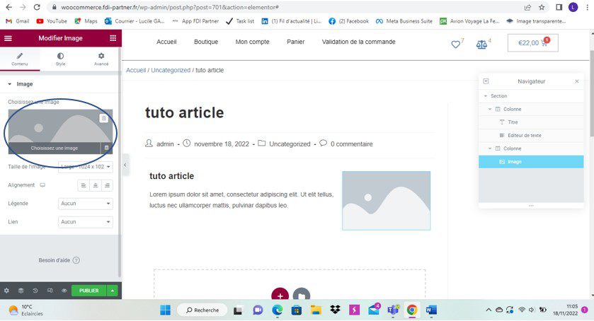 Création et modification d'un article dans WordPress avec Elementor
